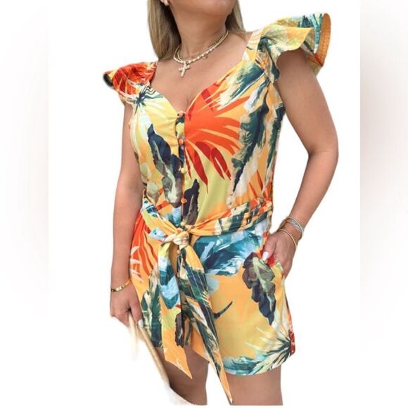 Chicways Floral Print Romper(Size Large) - Picture 1 of 6